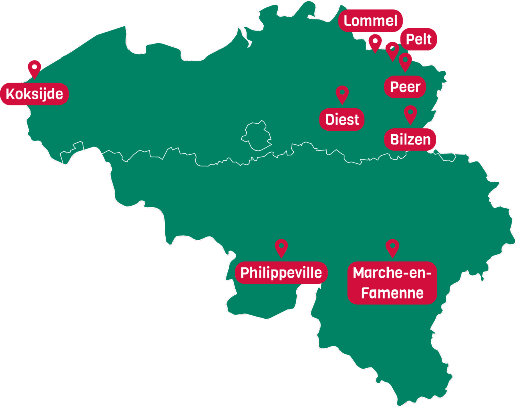 Locaties waar je City Battle van SpongyFun kan spelen. Een eigen locatie van de klant kan ook.